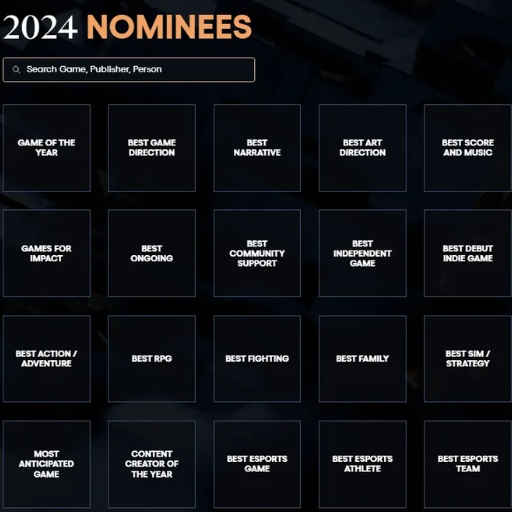 What categories are featured in the Game Awards 2024